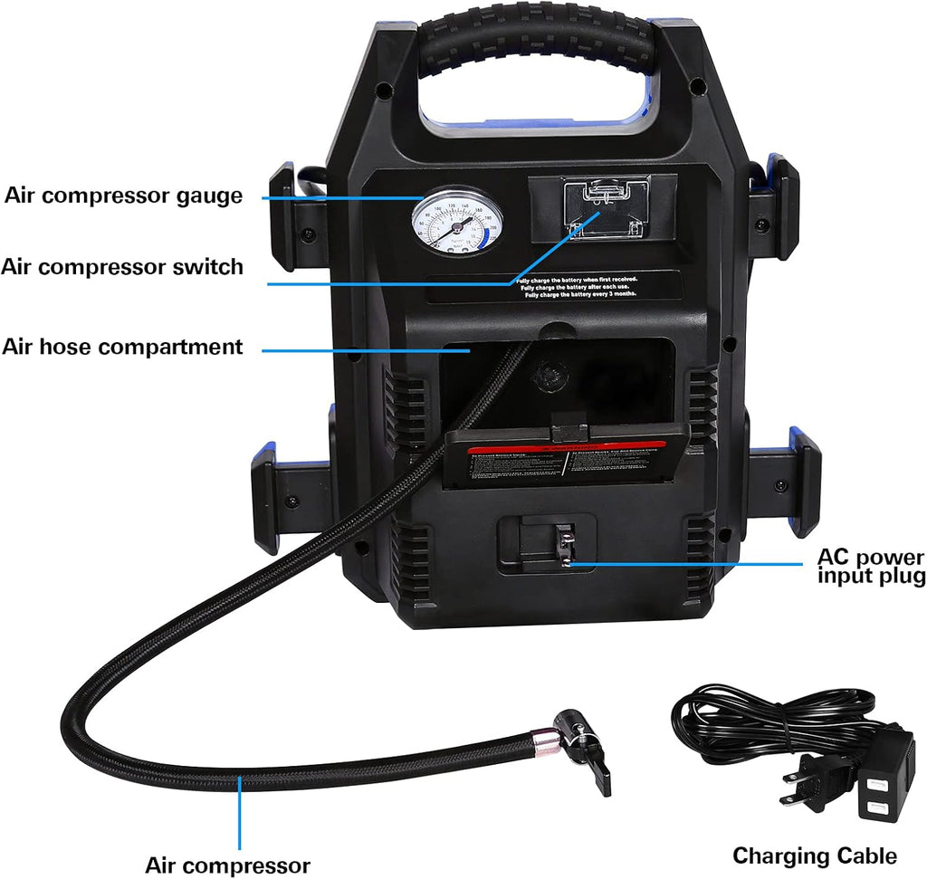 900 Peak/400 Instant Amps Portable Power Station Jump Starter with Air Compressor C930