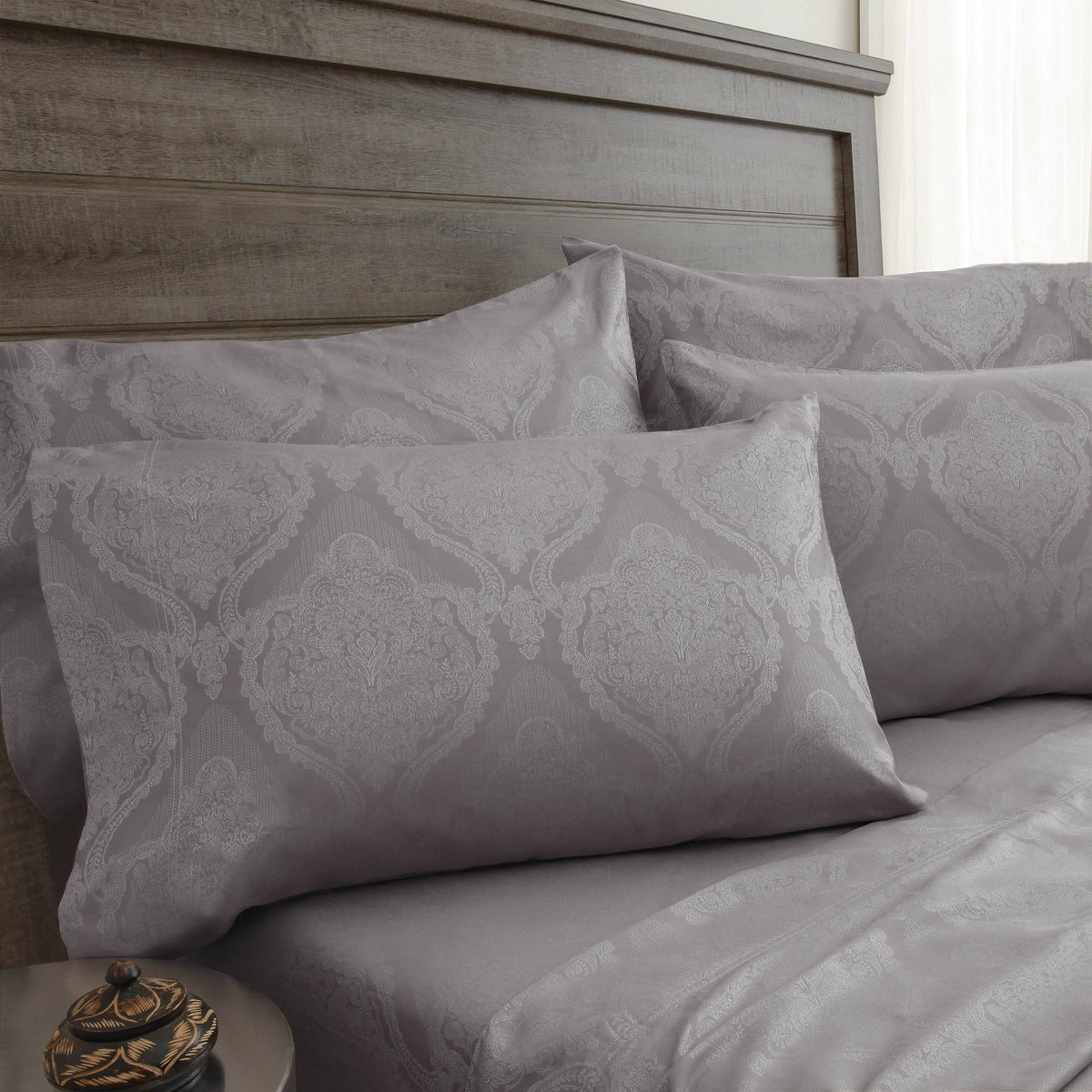 800 Thread Count Jacquard Damask Queen Sheet Set Q4345
