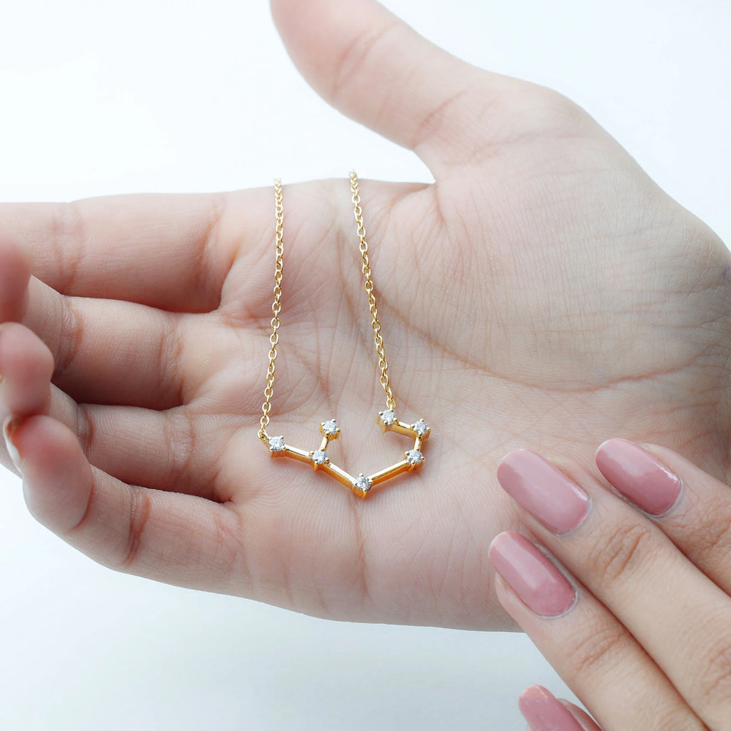 10K Yellow Gold Moissanite Zodiac Sagittarius Constellation Necklace U248