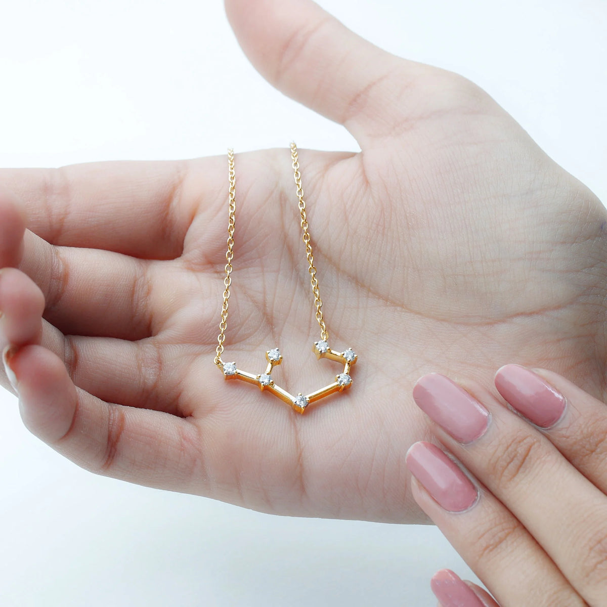 10K Yellow Gold Moissanite Zodiac Sagittarius Constellation Necklace U248