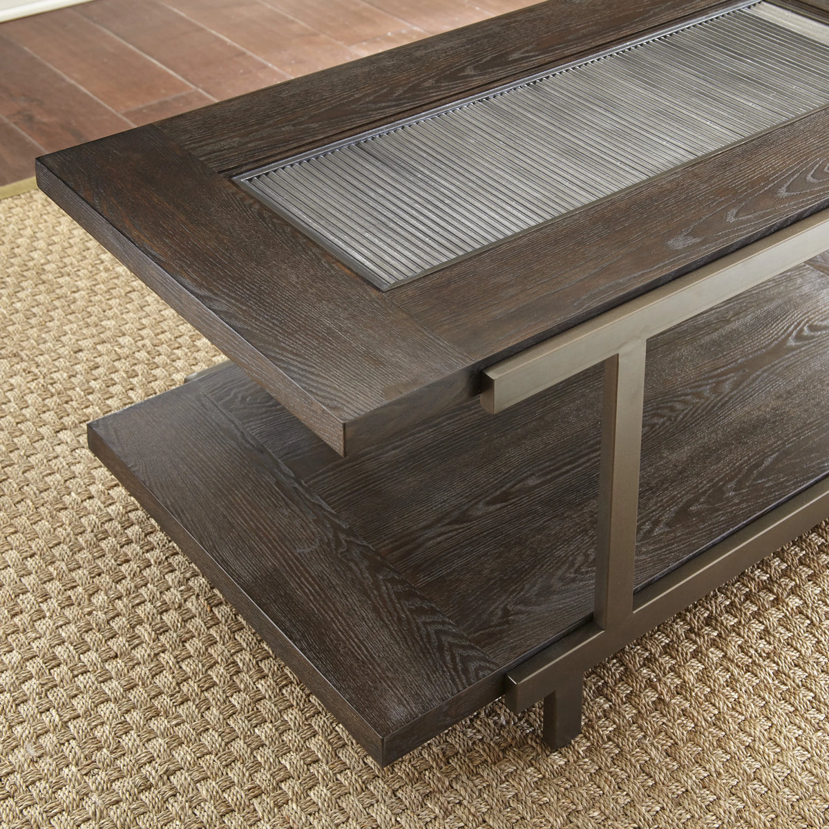 Rustic Industrial Cocktail Table with Bottom Shelf A7099