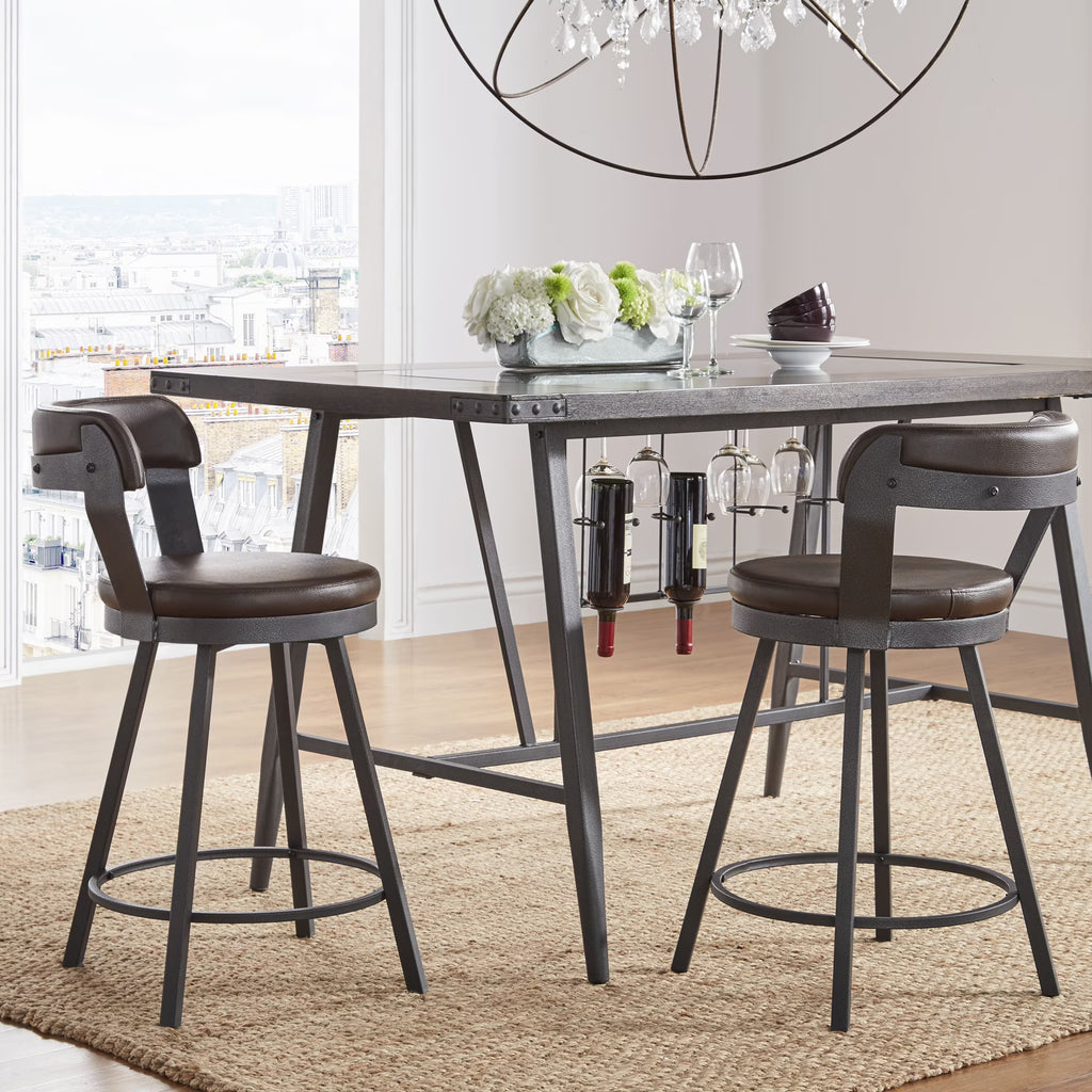 Brown Swivel Bar Stool, Set of 2 L834