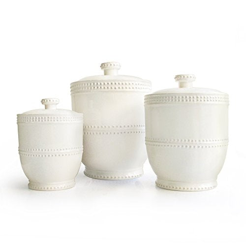 3-Piece Ceramic Canister Set White D636017