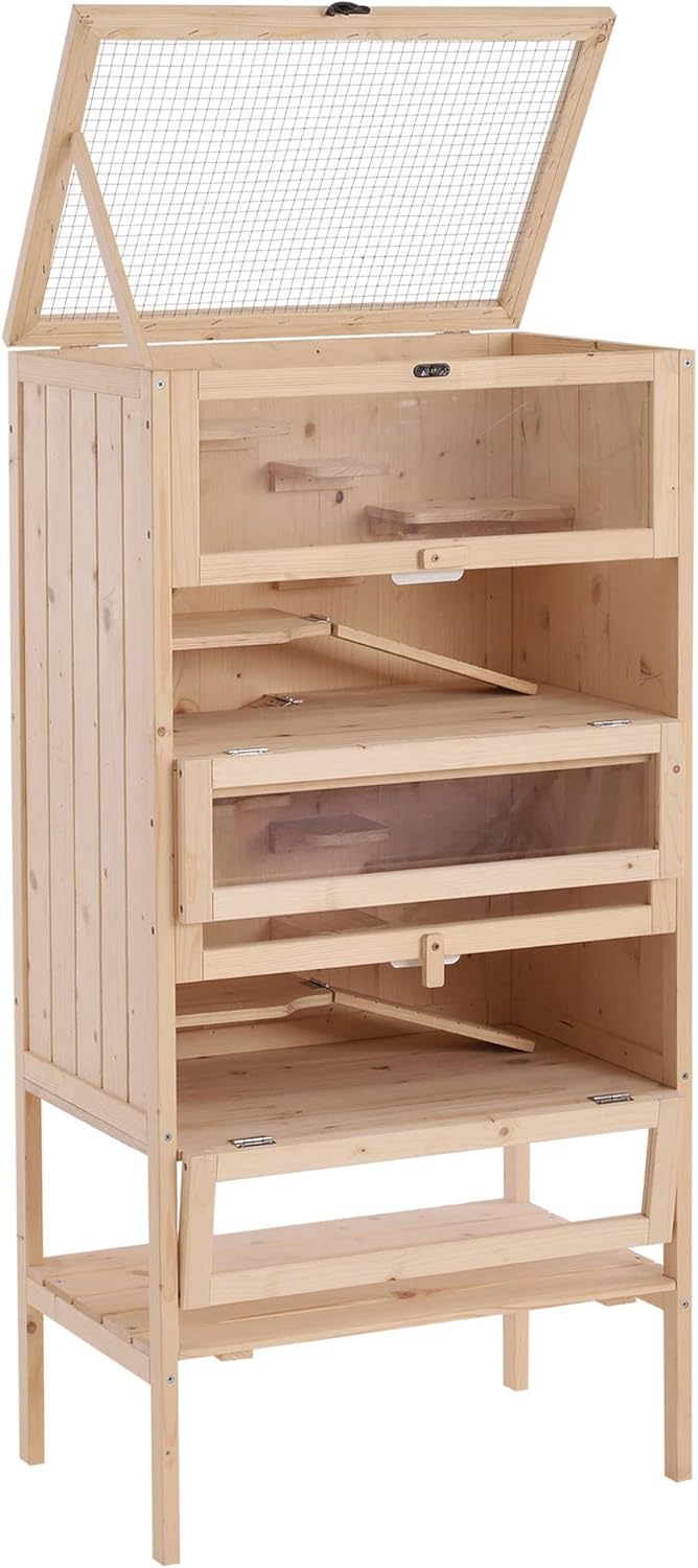5-Tier Wooden Hamster Cage with Openable Top and Front Door O509