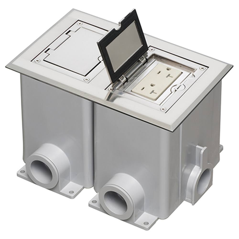 Nickel Two Gang Floor Box P642232