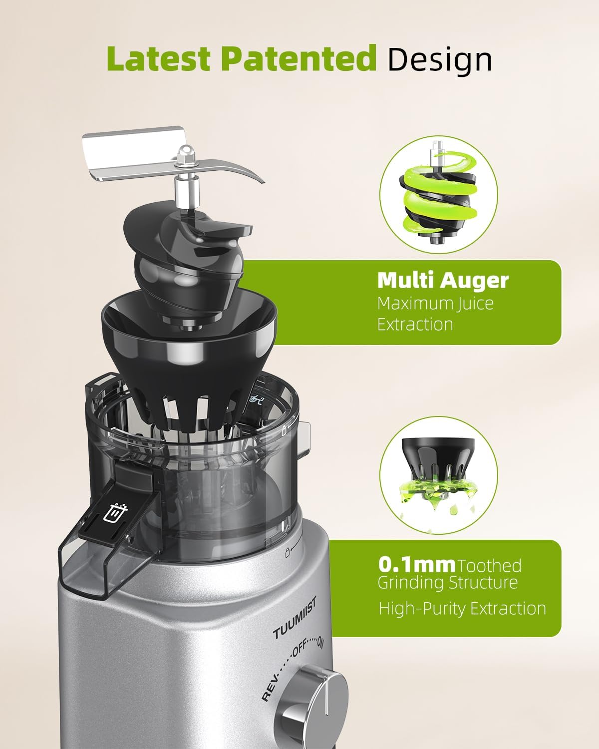 Cold Press Masticating Juicer with Large Feed Chute P2544