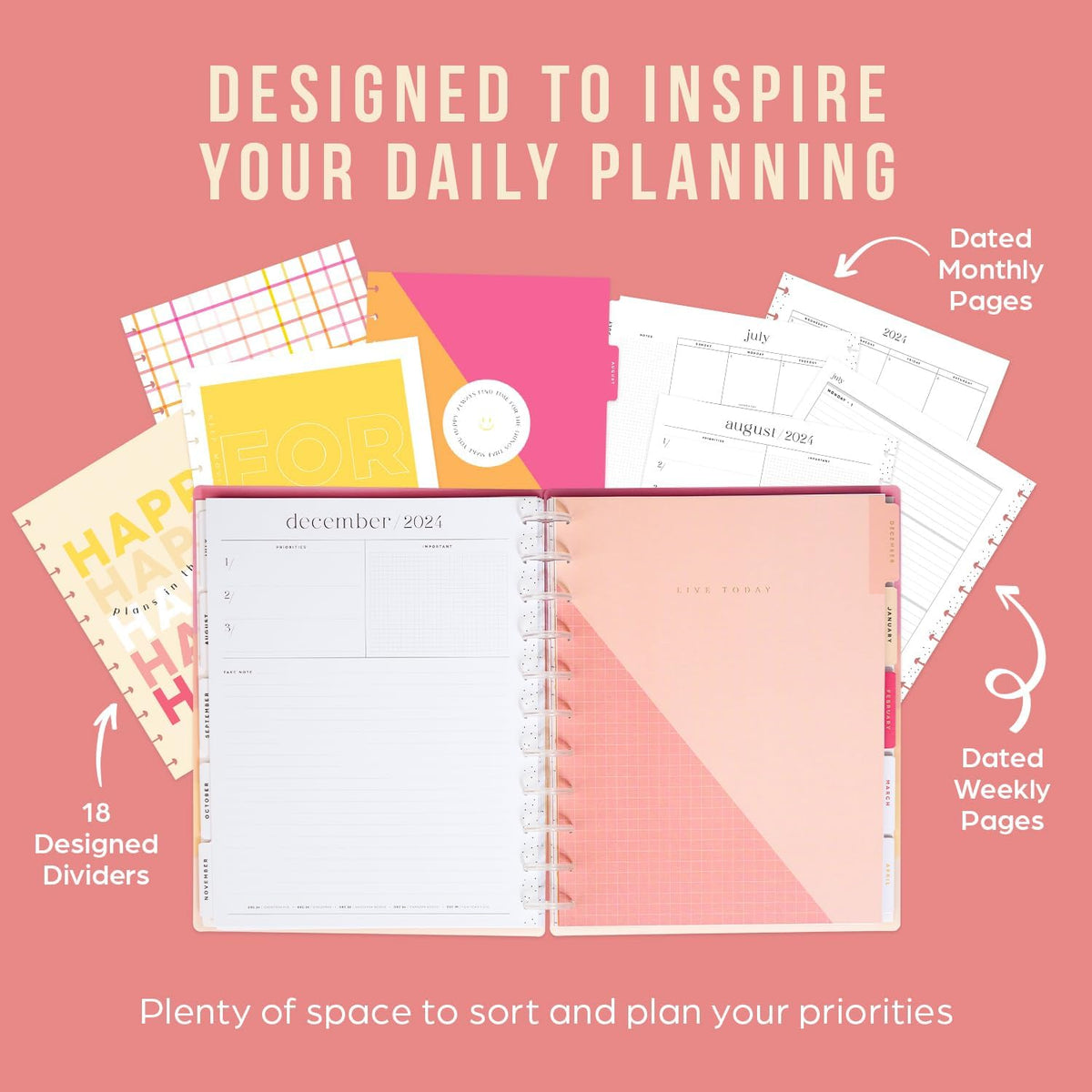 12-Month Academic Planner, July 2024–June 2025, Big Size, 72 Pages, 8 1/2" x 11" H90583
