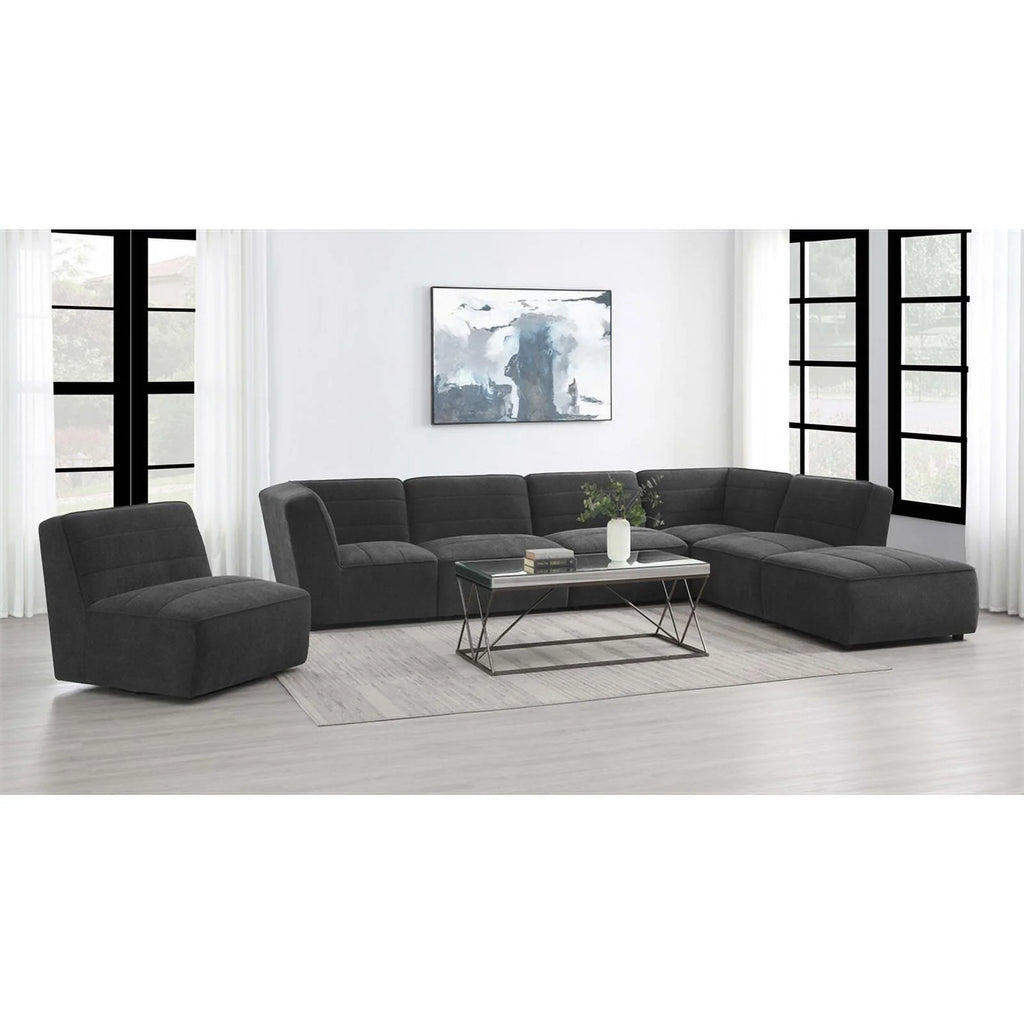 Dark Charcoal Upholstered Square Fabric Ottoman O447