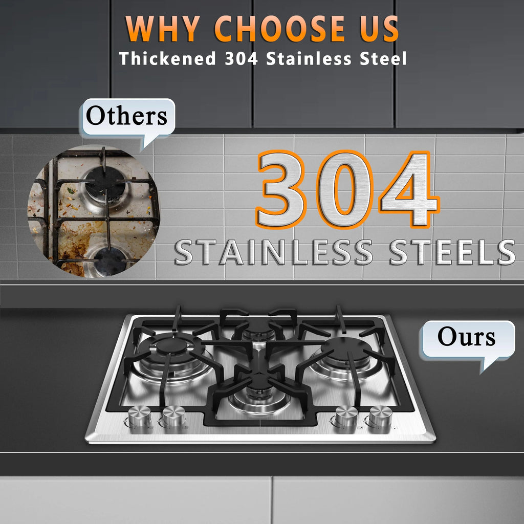 23 inch 4 Burner Stainless Steel Gas Cooktop I40050