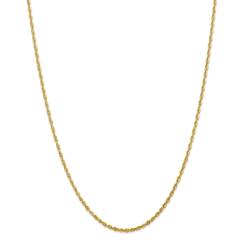 14kt Yellow Gold 2.25mm Diamond Cut Rope Chain 24 inch Lobster Clasp Z15803