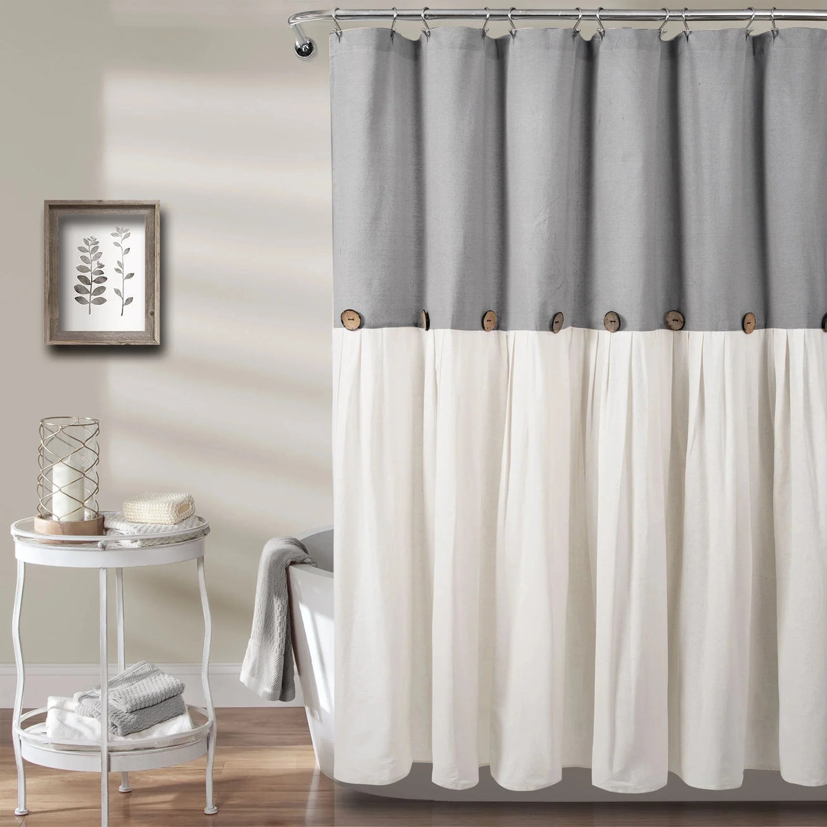 Gray Cotton Blend Shower Curtain L859
