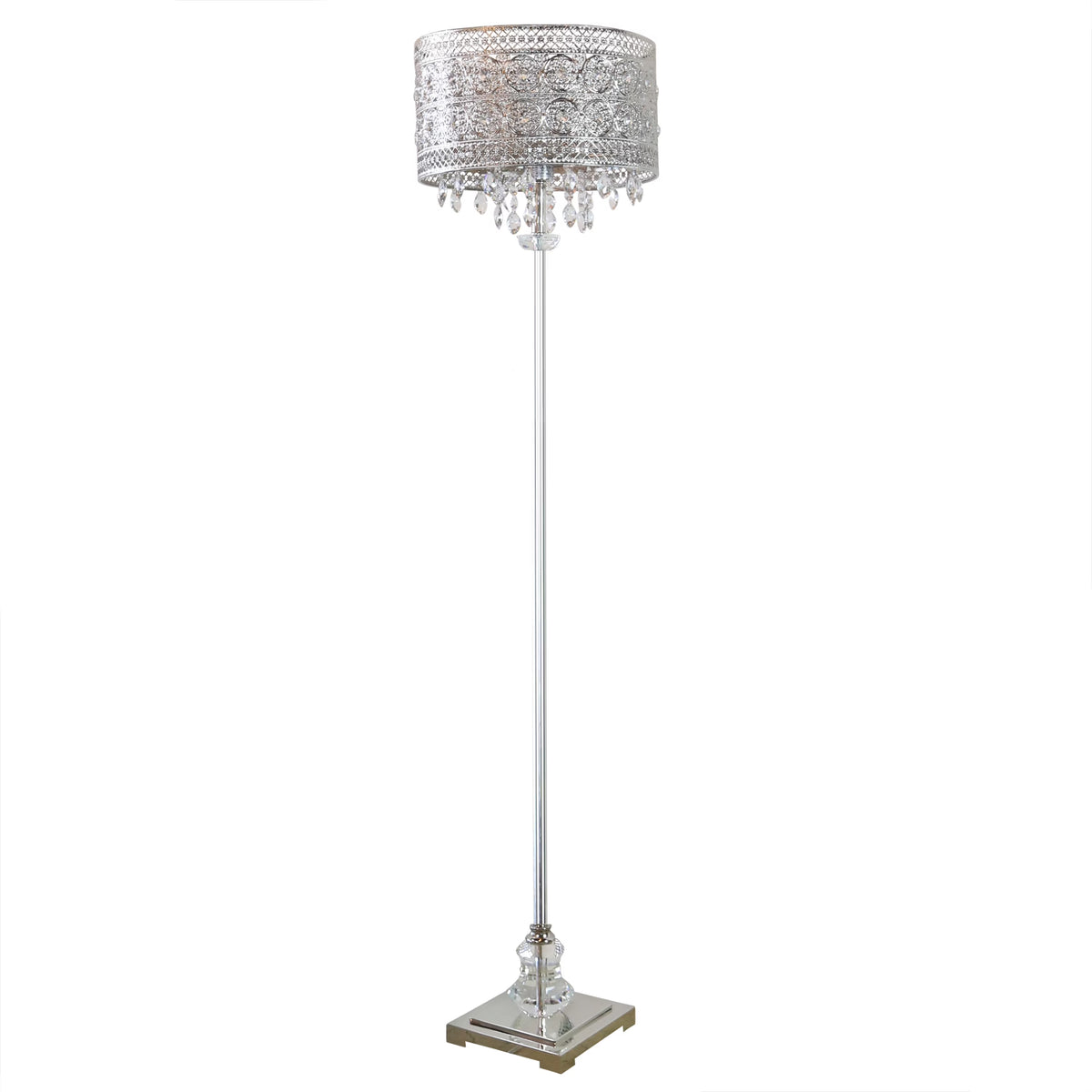 Crystal and Polished Nickel Floor Lamp I4254