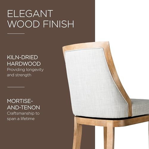 Weathered Oak Finish Sand Color Fabric Upholstered Counter Height Barstool, Set of 2 V428699