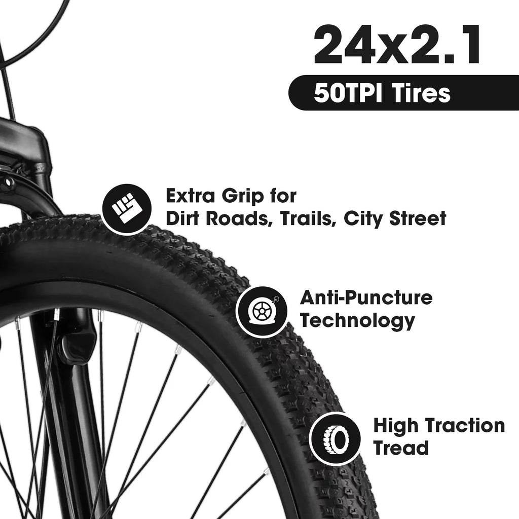 24 inch Mountain Bike with 21 Speeds Gear and Dual Disc Brakes O523755