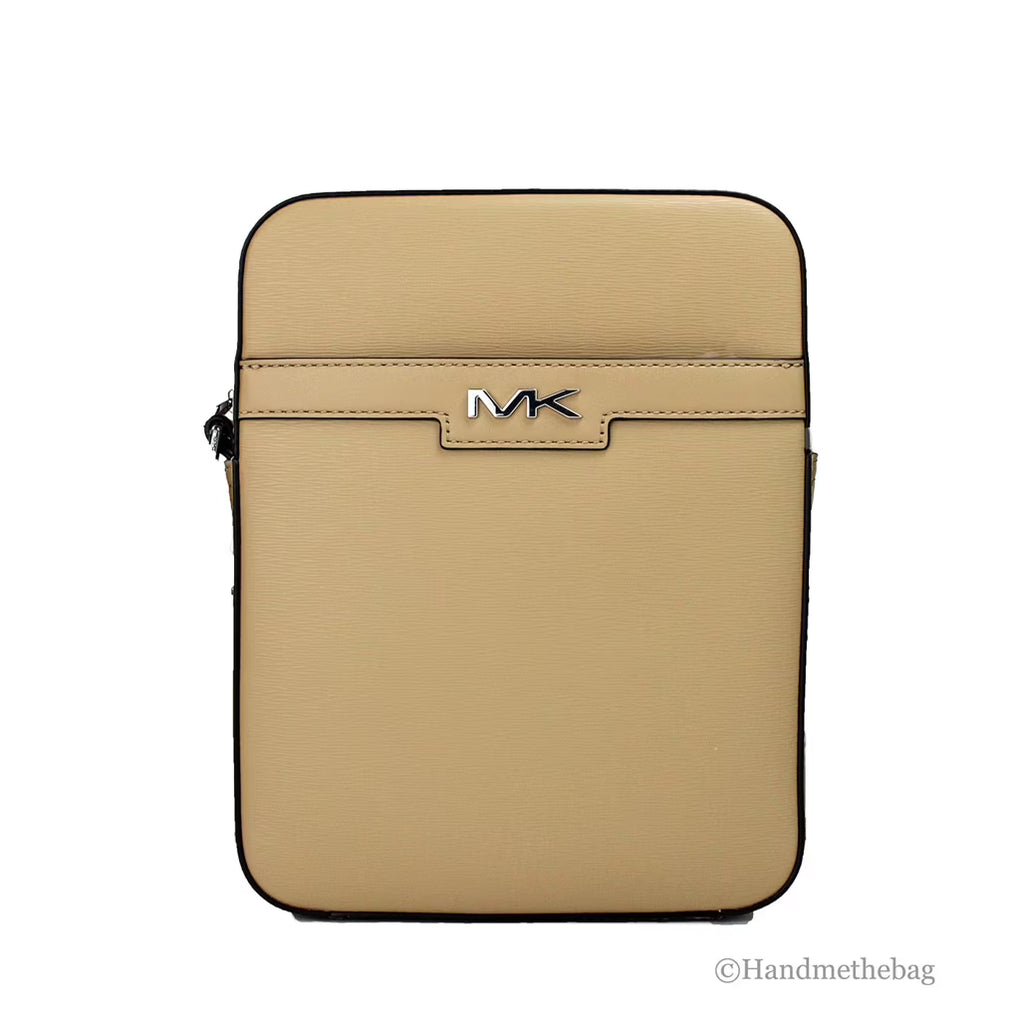 Camel Crossgrain Leather Crossbody Bag S922