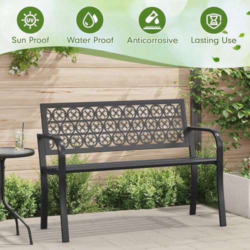 50" Heavy-Duty Metal Weatherproof Outdoor Bench L501