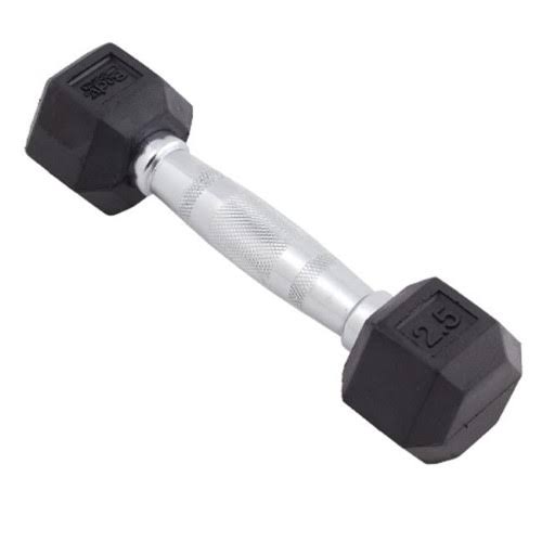 Rubber Encased Hex Dumbbell, 30 lbs, Black A79751