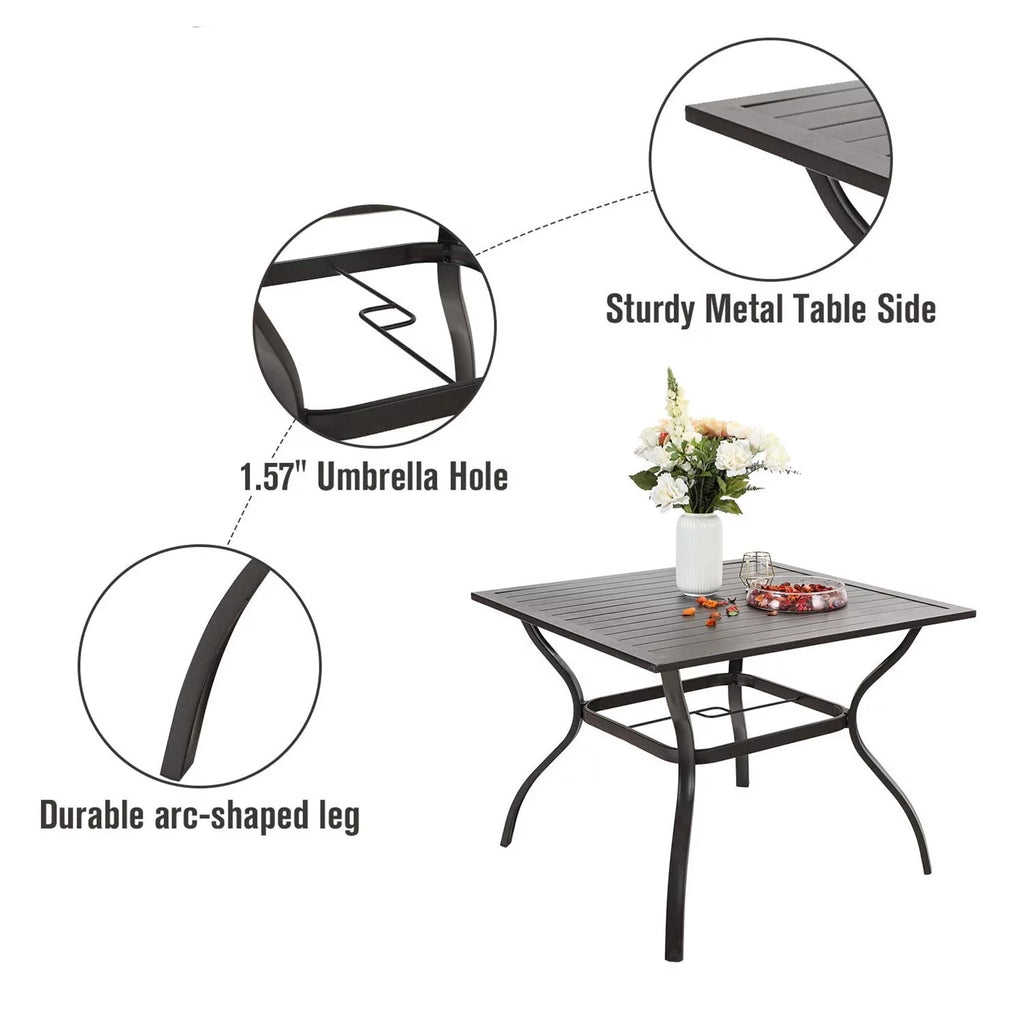 Outdoor Square Dining Table with Steel Frame P584905