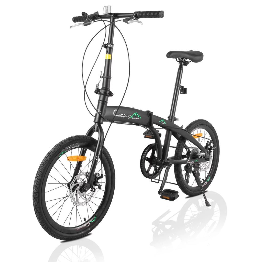 20 Folding Bike, 7 Speed Lightweight City Commuter Bicycle, Black G688