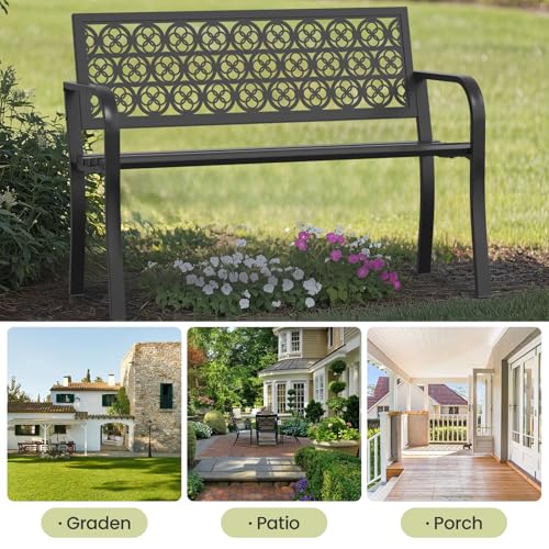 50" Heavy-Duty Metal Weatherproof Outdoor Bench L501