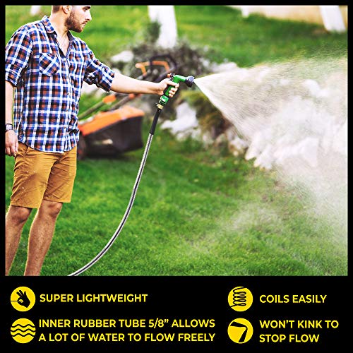 100 Ft Stainless Steel Garden Hose with Nozzle W945361