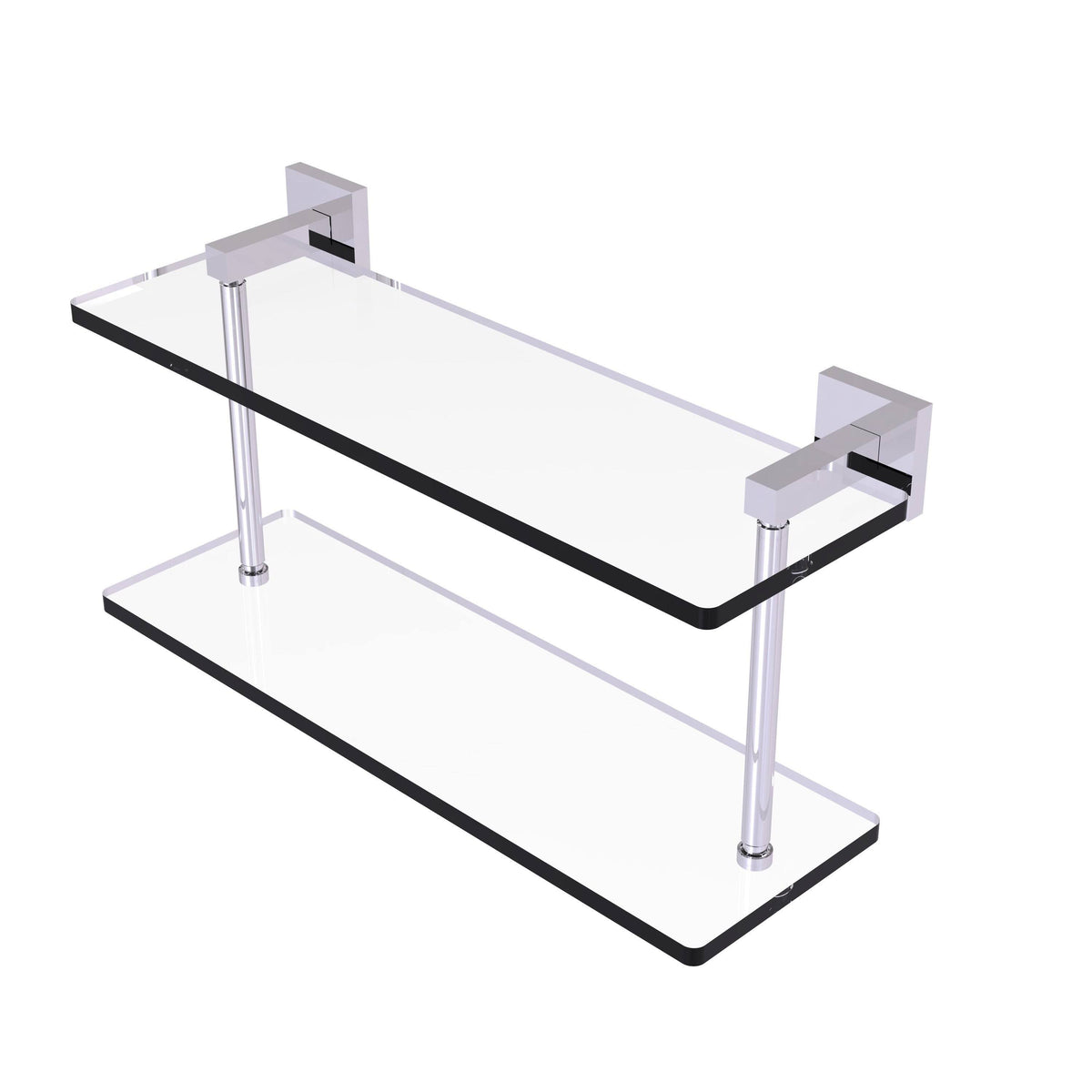 Polished Chrome Two Tiered Glass Shelf P92054