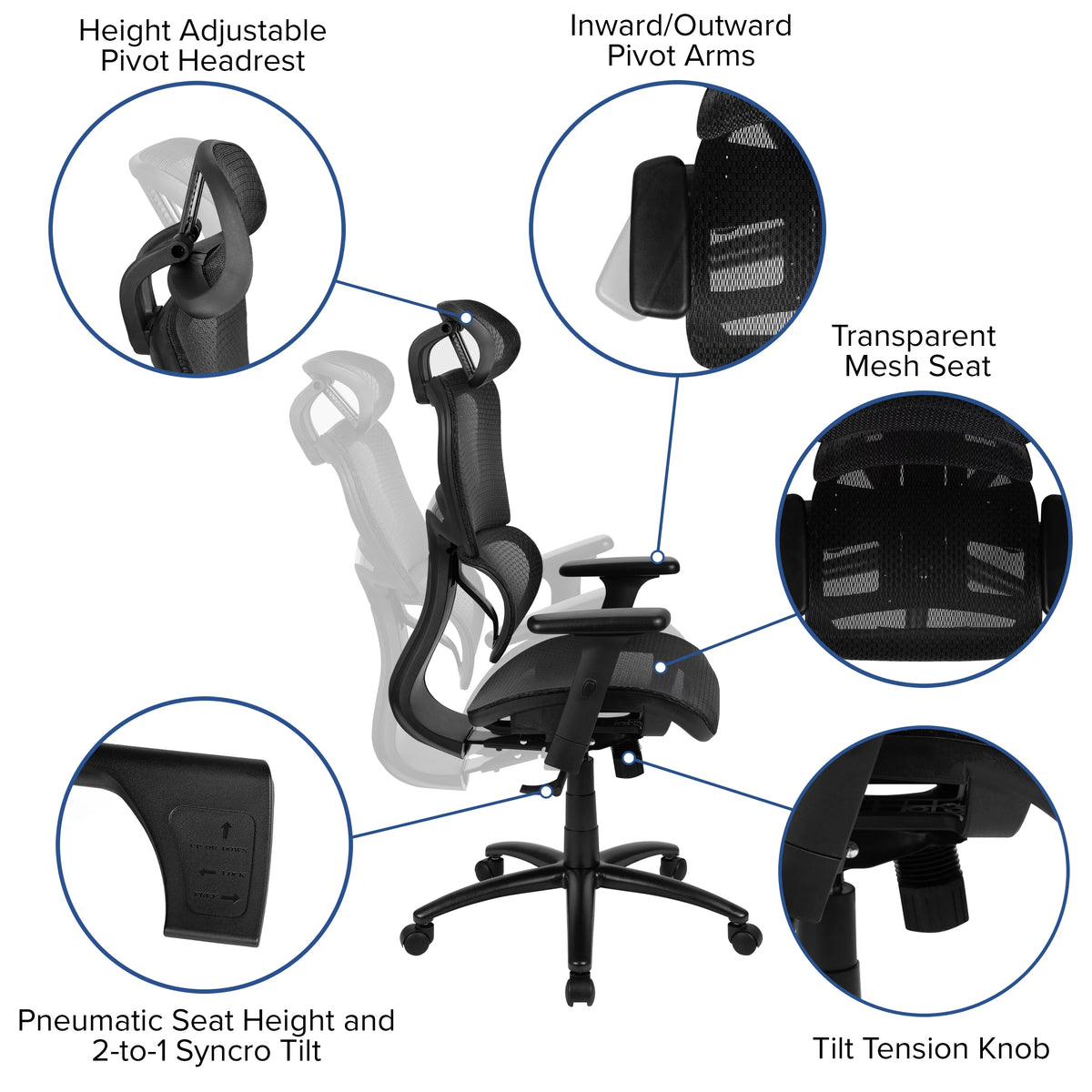 Ergonomic Mesh Office Chair with Lumbar Support in Black M71241