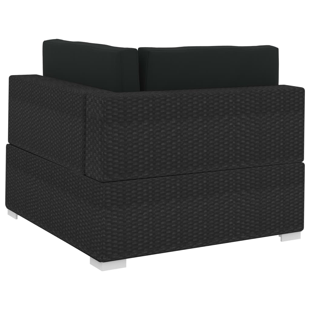 Black Poly Rattan Patio Sofa Set with Cushions I70026