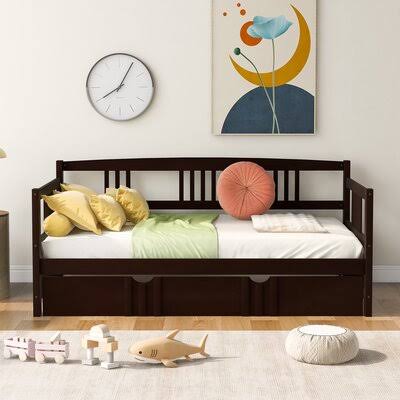 Solid Wood Daybed with Trundle Twin Espresso N4195