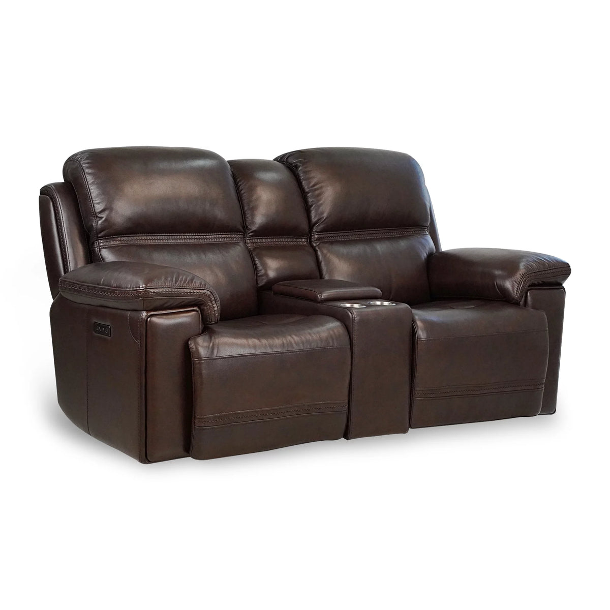 Top Grain Leather Power Reclining Loveseat with Console X2469