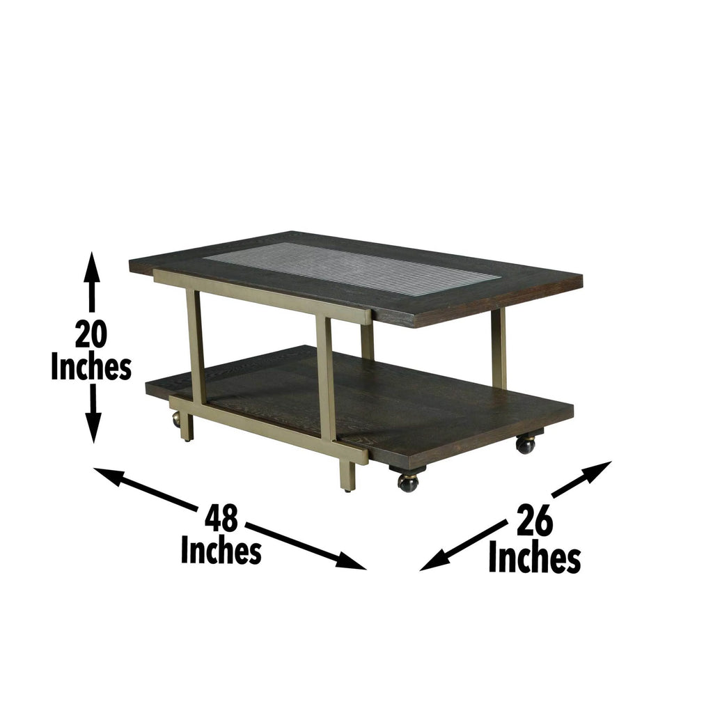 Rustic Industrial Cocktail Table with Bottom Shelf A7099