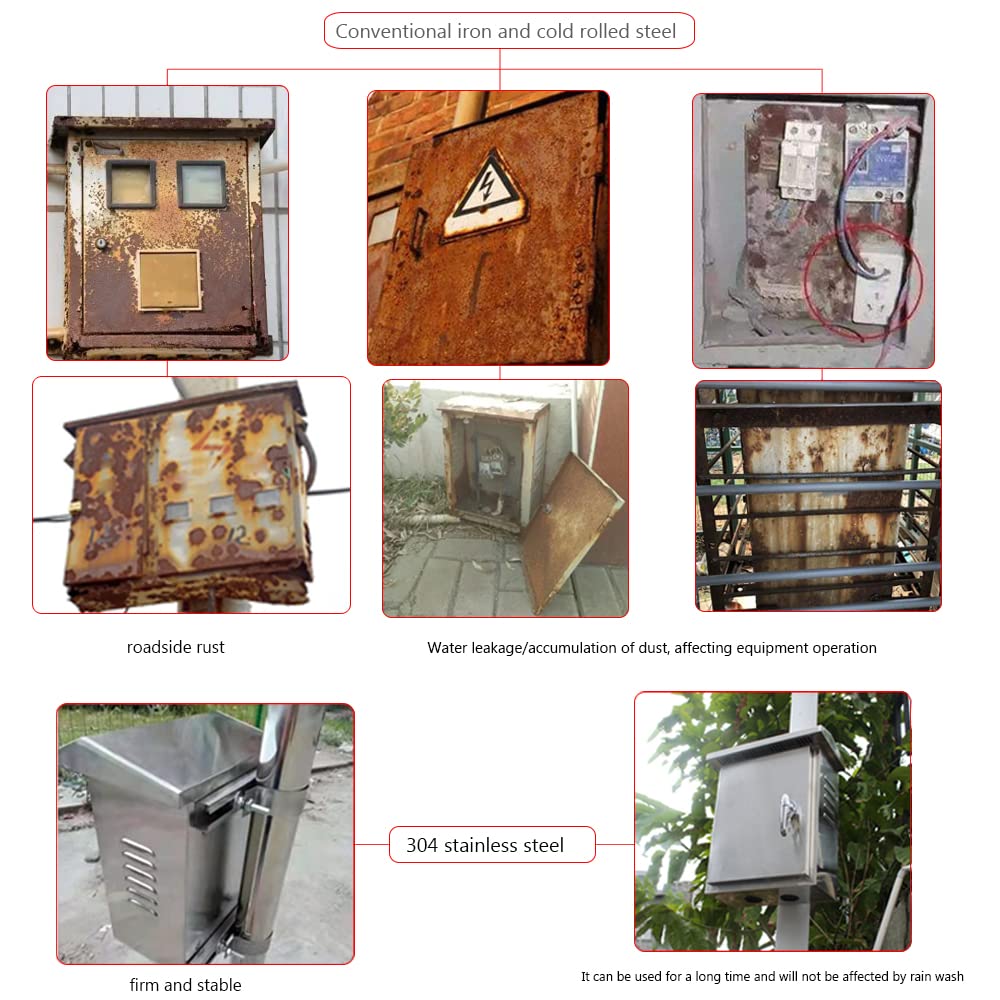 304 Stainless Steel Electrical Box 20'' x 16'' x 8'' IP65 Weatherproof Enclosure with Mounting Plate R46721