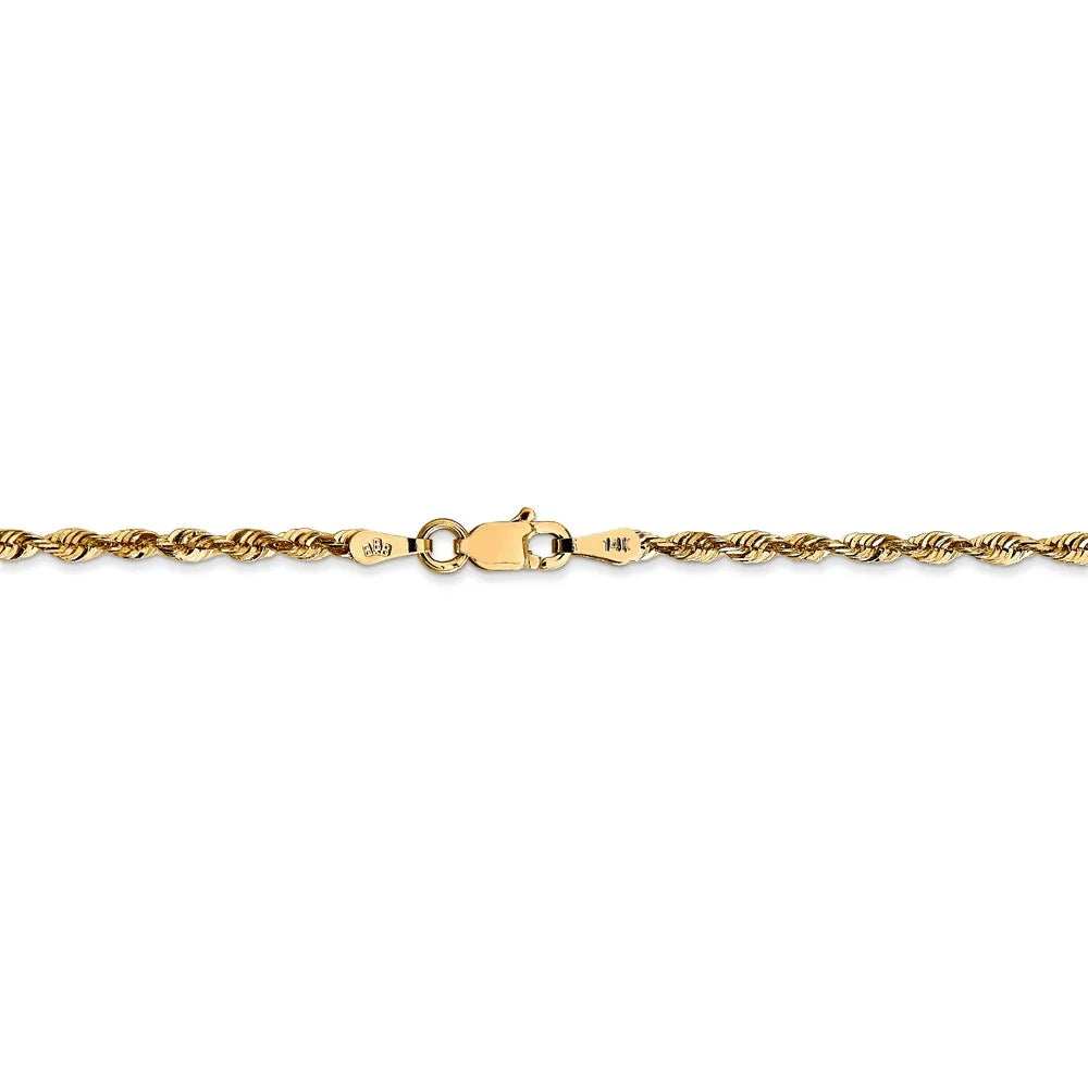 14kt Yellow Gold 2.25mm Diamond Cut Rope Chain 24 inch Lobster Clasp Z15803