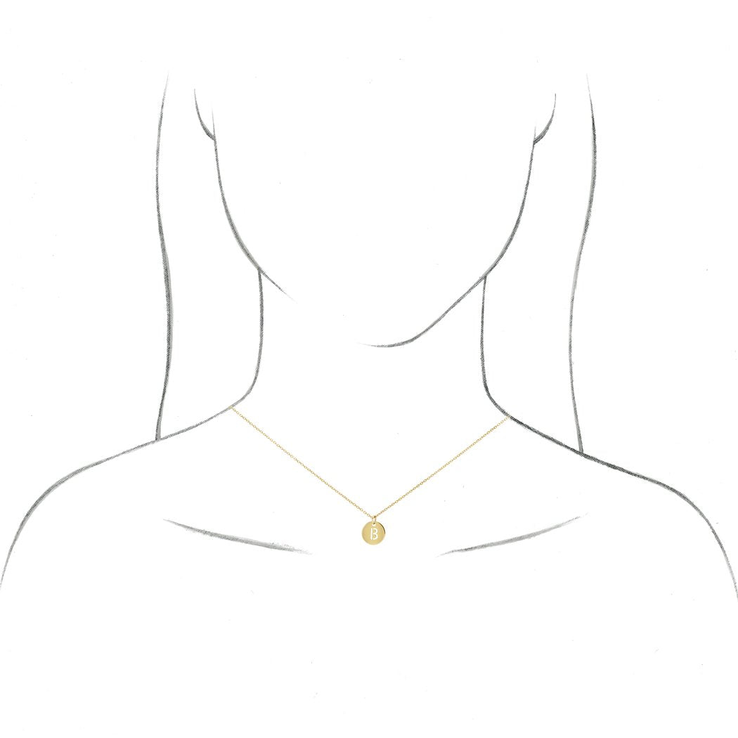 Polished 10mm Initial Disc Pendant Necklace T159