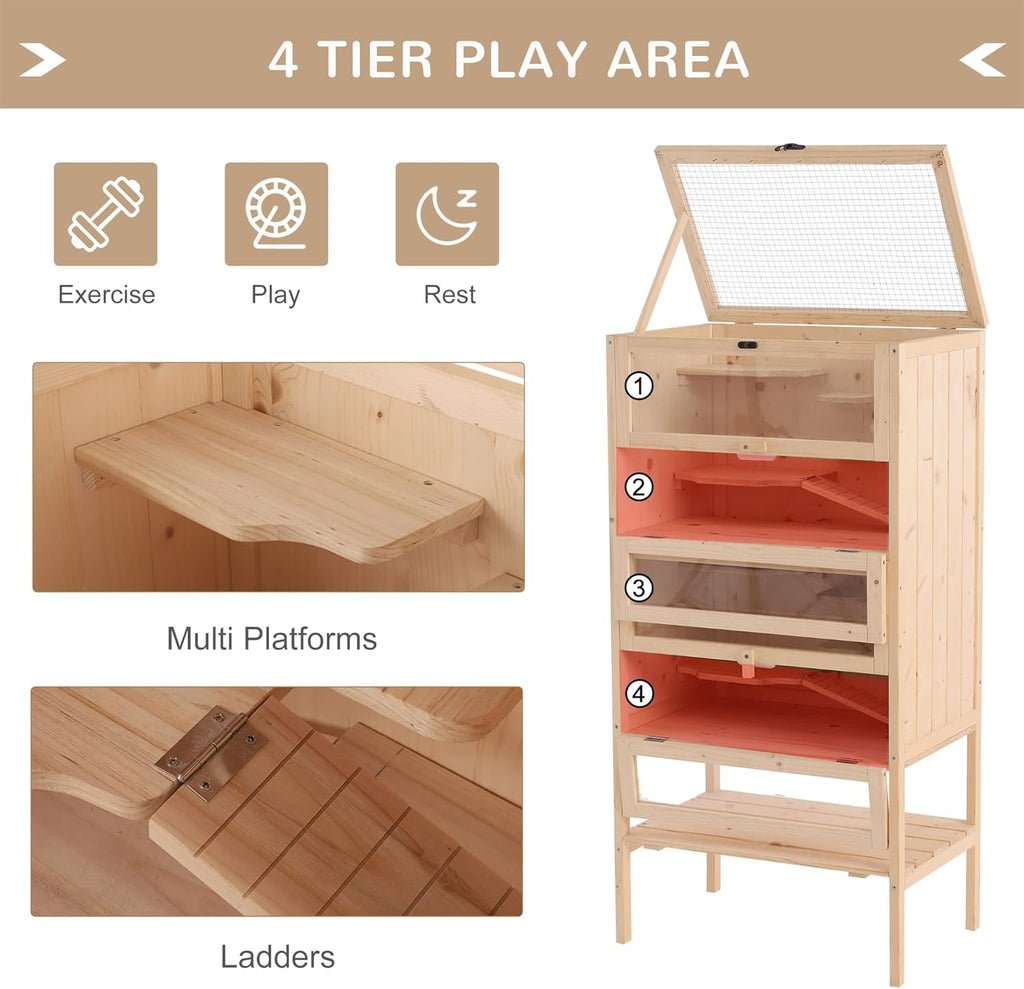 5-Tier Wooden Hamster Cage with Openable Top and Front Door O509
