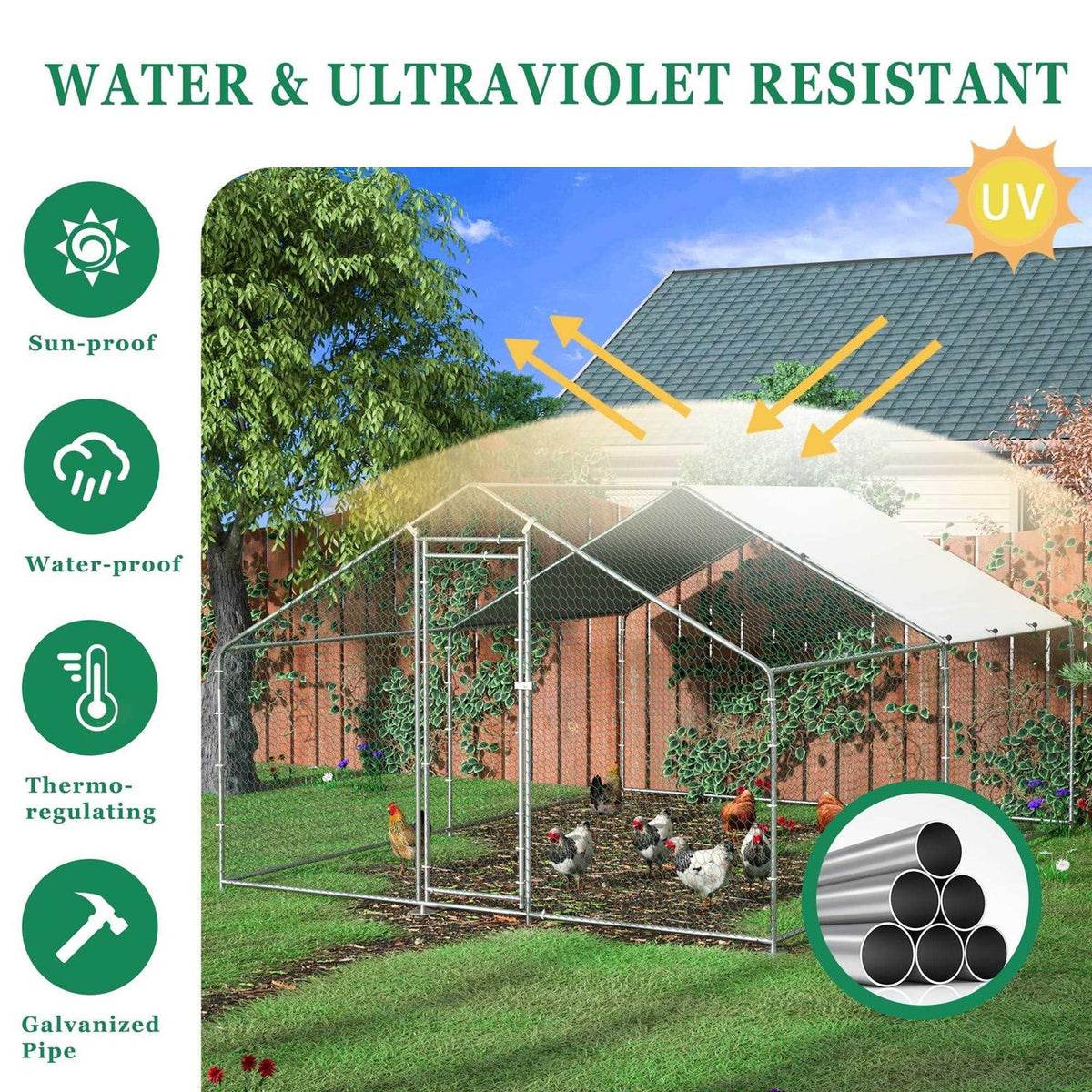 Extra Large Metal Chicken Coop with Waterproof and Anti-Ultraviolet G925248