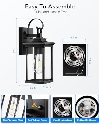 2 Pack Matte Black Outdoor Wall Lights J942