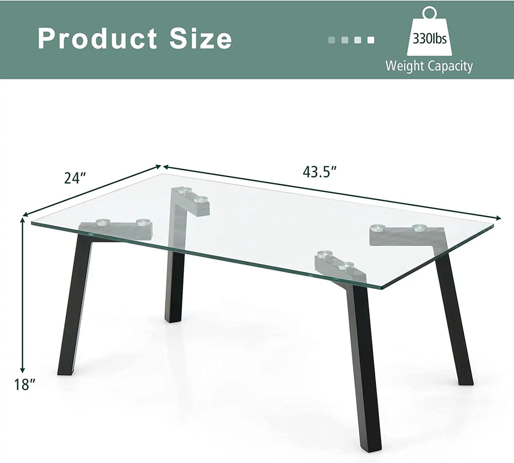 Tempered Glass Coffee Table with Metal Frame Q175987