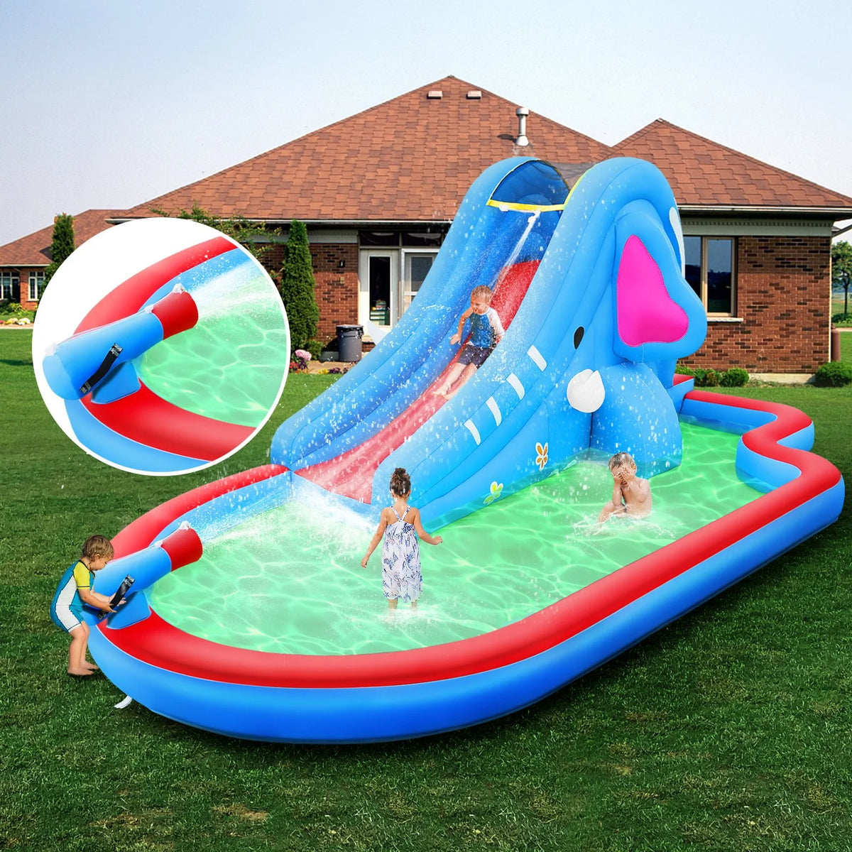 Inflatable Water Slide Kids Pool with Blower T66218