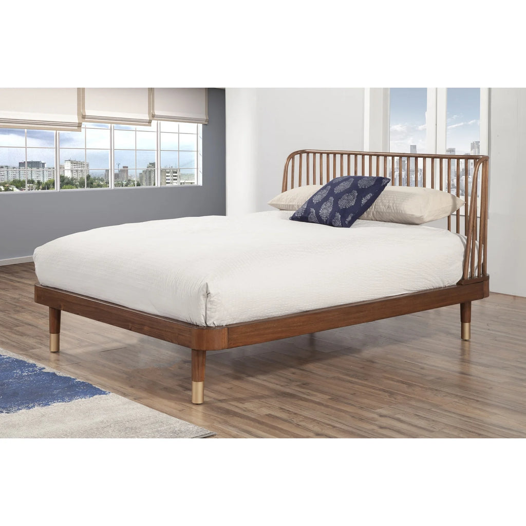 King Wood Platform Bed Dark Walnut M8884