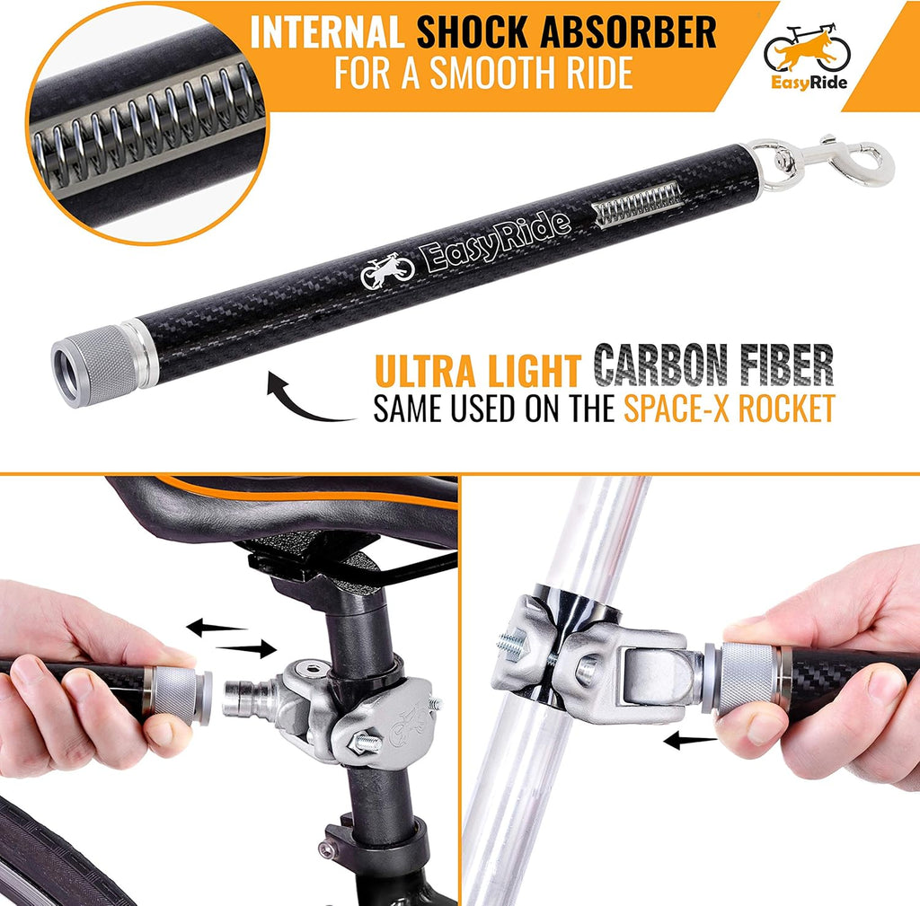 180° Rotating Dog Bike Leash with Shock Absorbers and Quick Attach Mechanism E562631