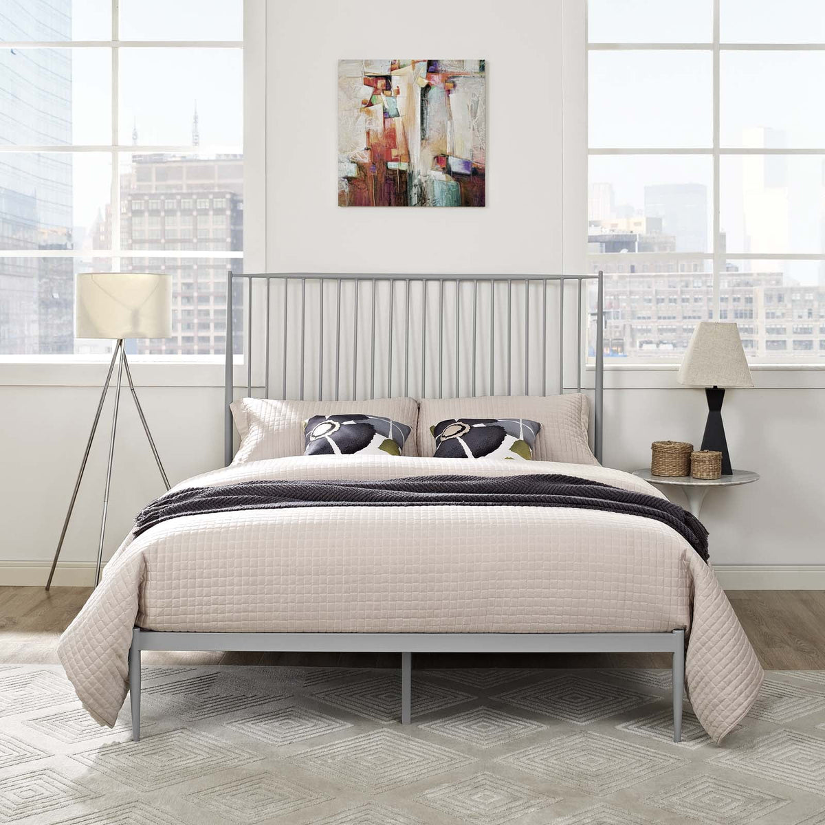 Queen Platform Bed in Gray L5195