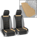 Beige Faux Leather Full Set Car Seat Covers with Rear Bench F7548
