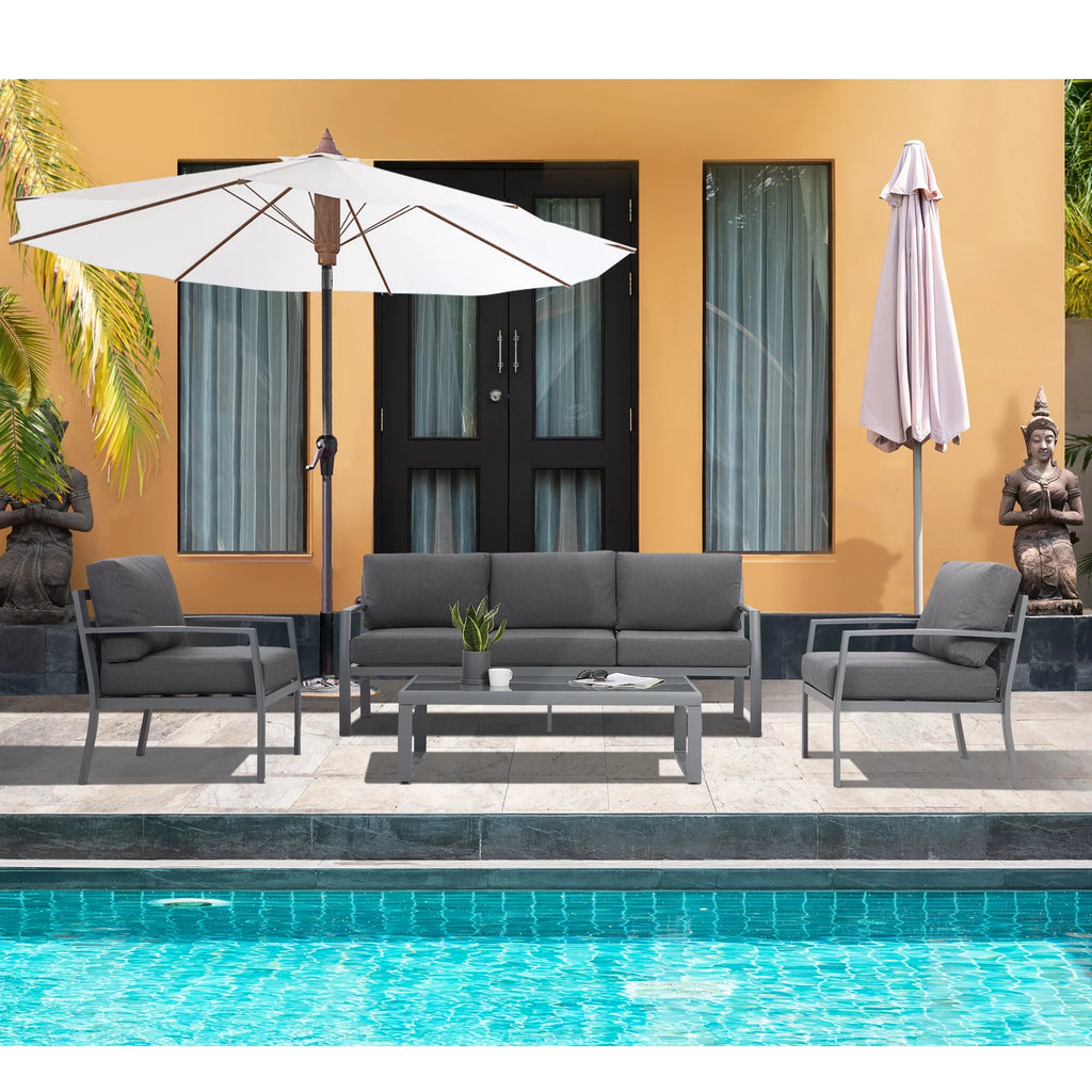 4 Piece Metal Patio Furniture Set with Cushions U18797