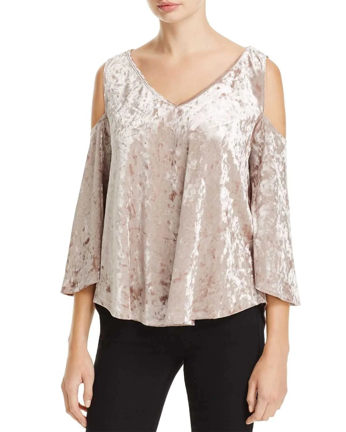 Crushed Velvet Cold Shoulder Blouse D51992