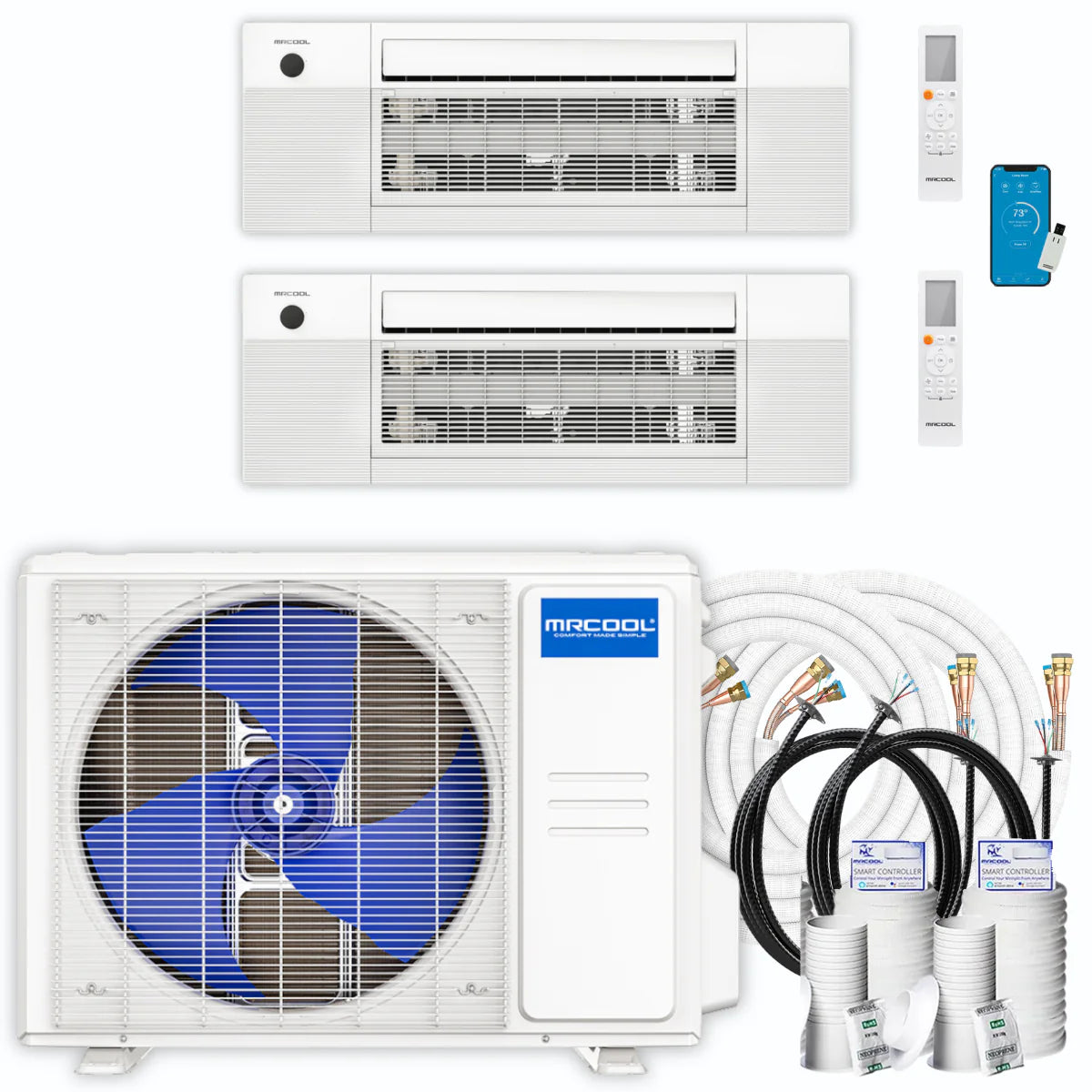 18,000 BTU 2 Zone Ceiling Cassette Ductless Air Conditioner and Heat Pump Z2286