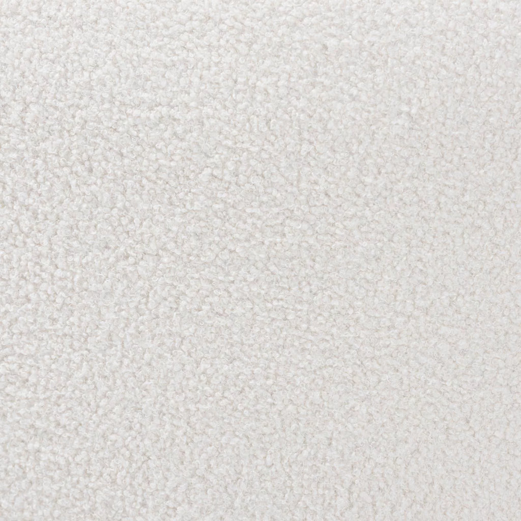 Ivory Boucle Upholstered Black Wood Round Ottoman E9393