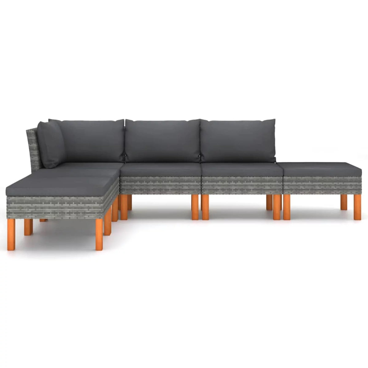 6 Piece Patio Set with Cushions Poly Rattan Gray R946840