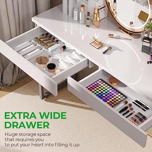 White Vanity Desk with 2 Drawers V379