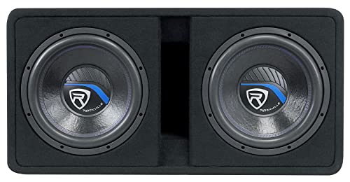 Dual 10" 2400w Car Subwoofers with Vented Sub Enclosure Box, 2 Ohm, Black R254671